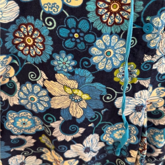 Women’s Vera Bradley blue floral print wide leg 100% cotton casual crop pants M - Picture 3 of 4